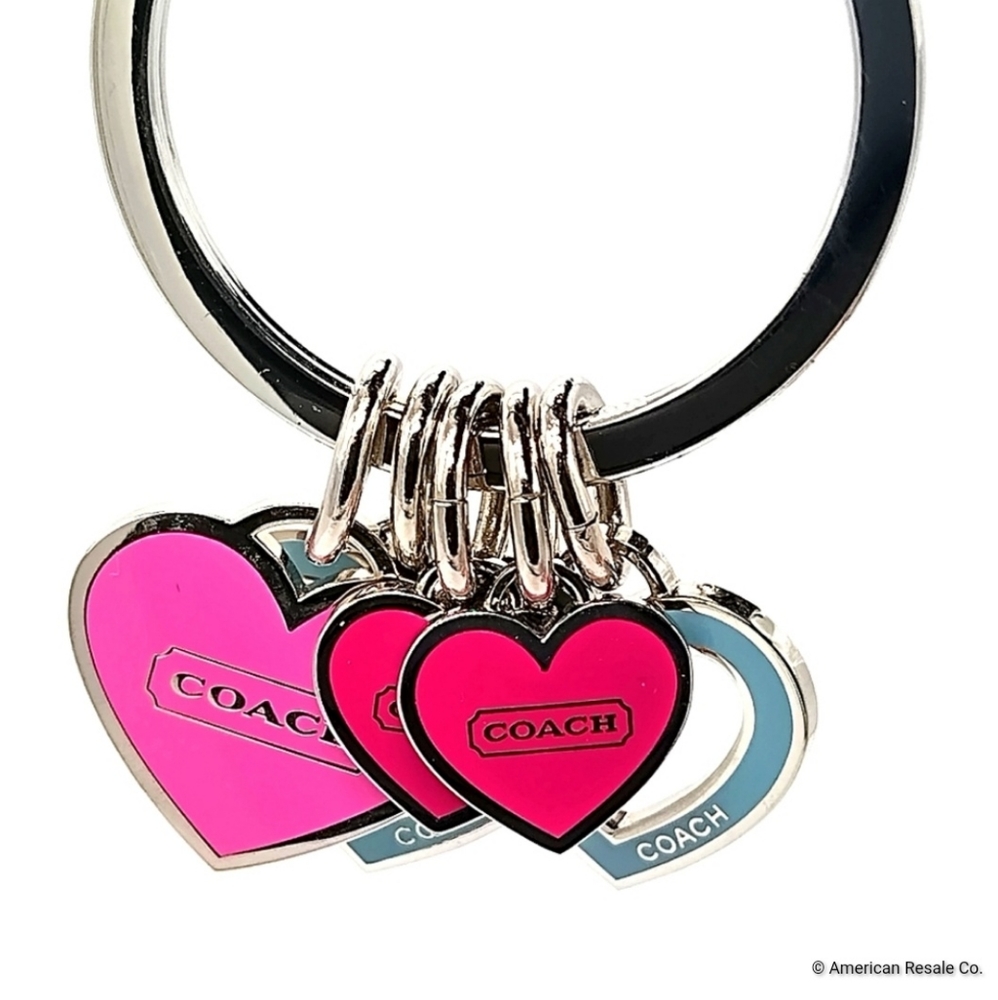 COACH Heart Hearts keychain Pink Blue hearts Purse Charm Keychain - Picture 1 of 9